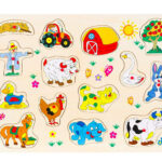 Puzzle incastru din lemn - 14 Animale de la ferma