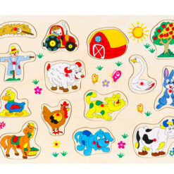 Puzzle incastru din lemn - 14 Animale de la ferma