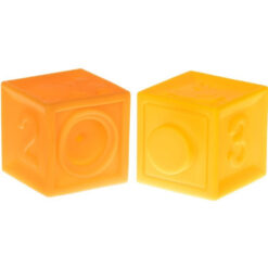 Set 20 cuburi pentru bebelusi, din silicon, cu texturi, animale si cifre