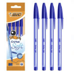 Set 4 pixuri BIC Cristal Soft, albastre