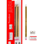 Set de 5 creioane cu radiera si ascutitoare