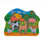Puzzle educativ din lemn cu animale de la fermă (9 piese) 17,8x23,8 cm