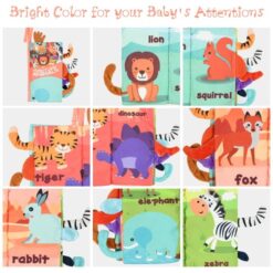 Carte senzoriala bebelusi si jucarie pentru dentitie, Animale