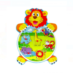 Puzzle educativ din lemn cu animale din jungla, 6 piese