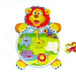 Puzzle educativ din lemn cu animale din jungla, 6 piese
