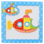 Puzzle magnetic din lemn - Submarin