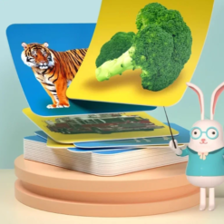 Set 20 carduri stimulare vizuala bebe, cartonase cu imagini reale, 12-36 de luni