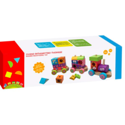 Trenulet din lemn cu forme geometrice