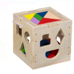 Cub Sortator De Forme Geometrice din lemn, + 2 ani