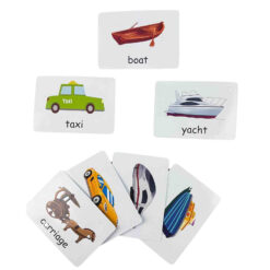 Carduri cognitive pentru copii, set 30 de cartonase educative cu vehicule, 3 ani+