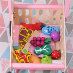 Jucarie Carucior de cumparaturi din lemn