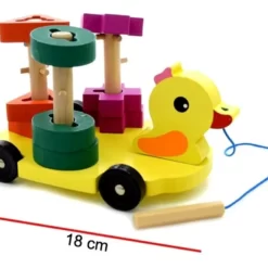 Jucarie de tras pentru bebelusi cu sortator de forme geometrice -Ratusca 02