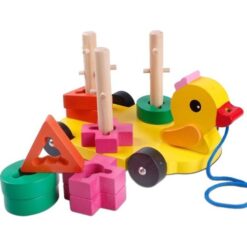 Jucarie de tras pentru bebelusi cu sortator de forme geometrice -Ratusca 02