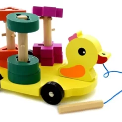 Jucarie de tras pentru bebelusi cu sortator de forme geometrice -Ratusca 02