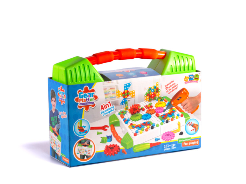 Set de constructie cu bormasina electrica, 181 piese