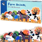 Puzzle de asociere cu betisoare, Ferma, 26 piese