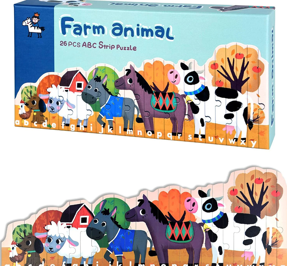 Puzzle de asociere cu betisoare, Ferma, 26 piese 04