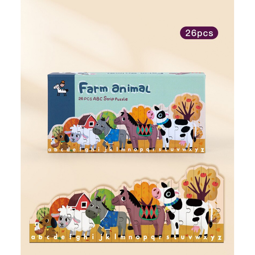 Puzzle de asociere cu betisoare, Ferma, 26 piese 04