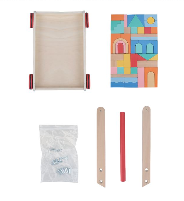 Antepremergator din lemn cu 50 cuburi de constructie, 37 cm - imagine 3