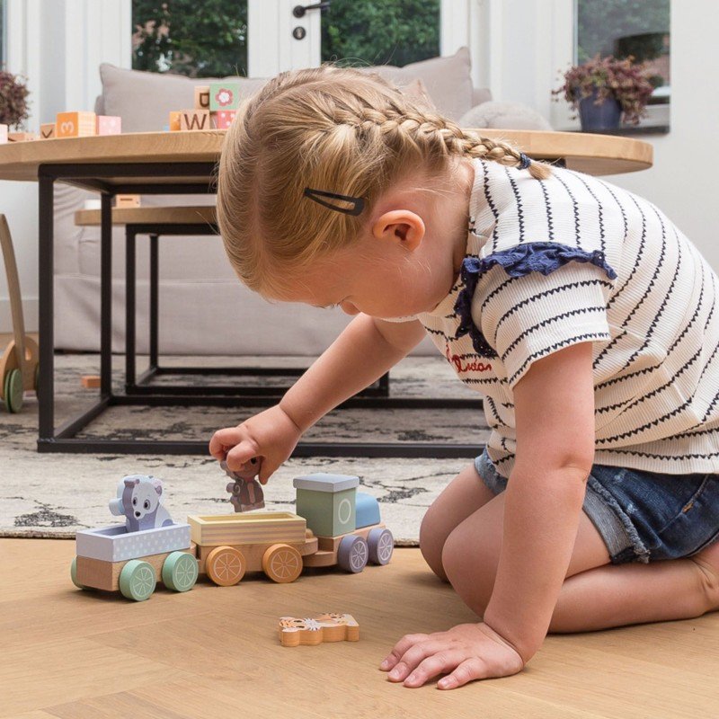 Joc educativ - Trenulet din lemn cu animale, Joueco 05
