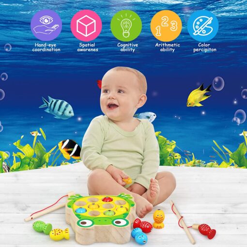 Joc magnetic de pescuit din lemn - Broscuta