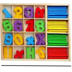 Joc matematica din lemn cu cifre si betisoare
