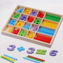 Joc matematica din lemn cu cifre si betisoare