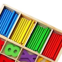 Joc matematica din lemn cu cifre si betisoare