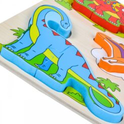 Puzzle educativ de asociere din lemn cu 2 piese, Dinozauri