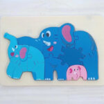 Puzzle incastru lemn cu 13 piese groase, Mama si puii