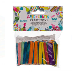 Set 200 de betisoare colorate din lemn, 5.5 cm