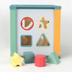 Cub Educativ de tip Montessori, din lemn, cu 5 in 1 activitati, 3 ani+