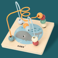 Cub Educativ de tip Montessori, din lemn, cu 5 in 1 activitati, 3 ani+