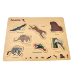 Puzzle educativ din lemn animale din America