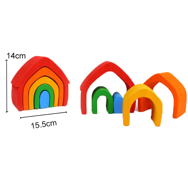 Set 16 piese lemn, Curcubeu si Cilindrii Montessori, 3 ani+