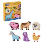 Set 6 puzzle-uri bebelusi din 6 piese mari,15 cm, Animale ferma, 3 ani+