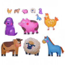 Set 6 puzzle-uri bebelusi din 6 piese mari,15 cm, Animale ferma, 3 ani+
