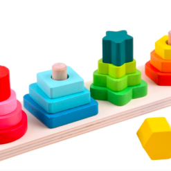Sortator forme geometrice 4 coloane din lemn, 3 ani+