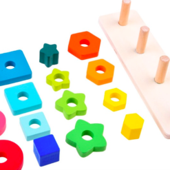 Sortator forme geometrice 4 coloane din lemn, 3 ani+