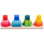Sortator forme geometrice 4 coloane din lemn, 3 ani+