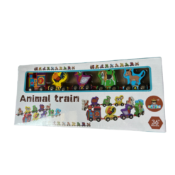 Trenulet din lemn cu 10 piese, Animale de la ferma 3 ani+