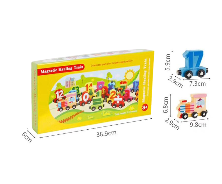 Trenulet din lemn cu piese magnetice, 27 piese, 3 ani+ 05