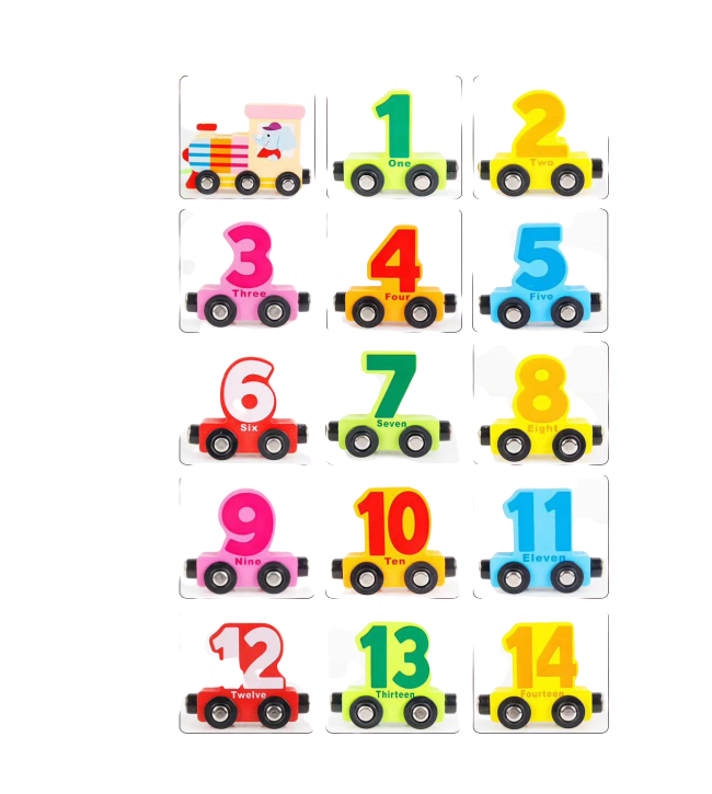 Trenulet din lemn cu piese magnetice, 27 piese, 3 ani+ 05