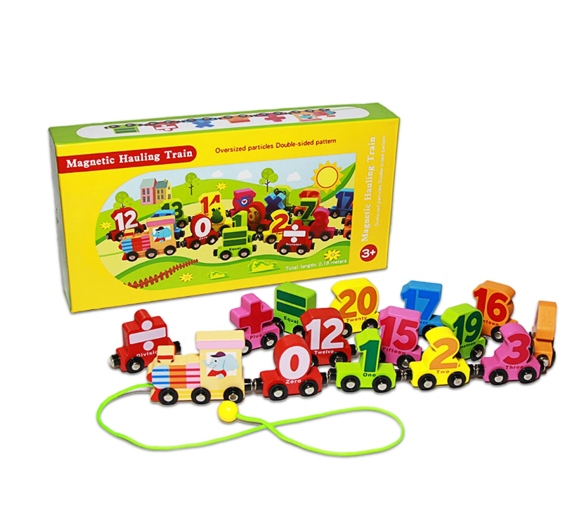 Trenulet din lemn cu piese magnetice, 27 piese, 3 ani+ 05