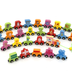 Trenulet din lemn cu piese magnetice, 27 piese, 3 ani+ 05