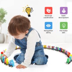 Trenulet din lemn cu piese magnetice, 27 piese, 3 ani+ 05