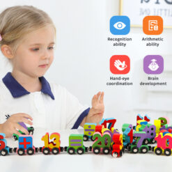 Trenulet din lemn cu piese magnetice, 27 piese, 3 ani+ 05