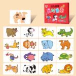 Set 16 Puzzle de asociere din 2 piese mari, Animale