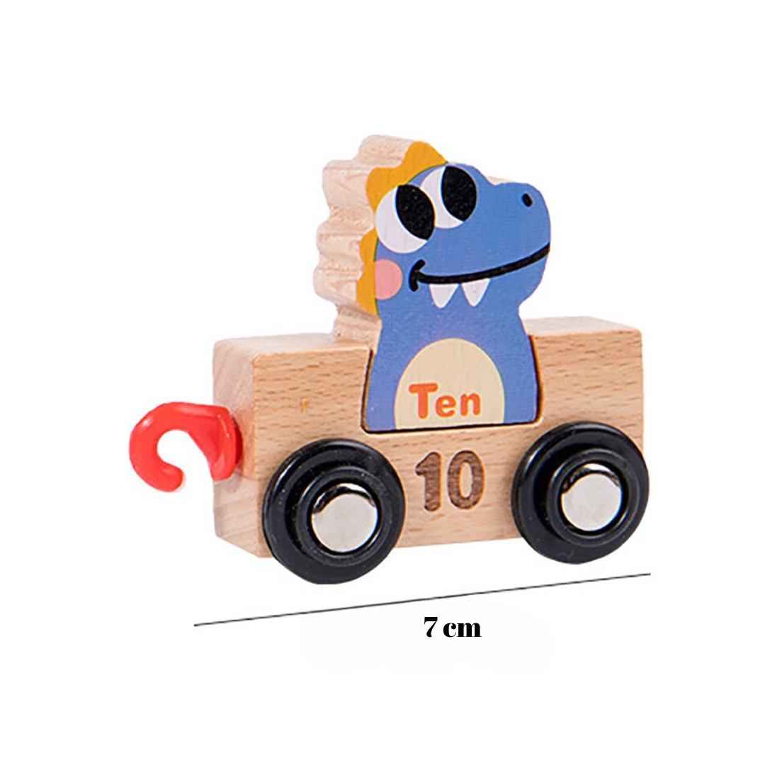 Joc educativ - Trenulet din lemn cu cifre, 3 ani+ - imagine 2