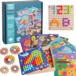 Joc mozaic lemn cu butoni mari, Mosaic, 3 ani+